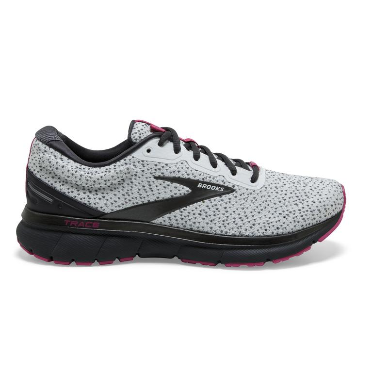 Brooks TRACE Adaptive Road Running Shoes Womens Online - Ebony Grey/White/Pink (RCB103846)